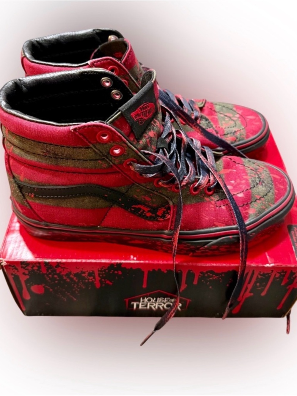 Vans “Nightmare on Elm Street” High-Top Sneakers with blood splatters! New! - Picture 11 of 13